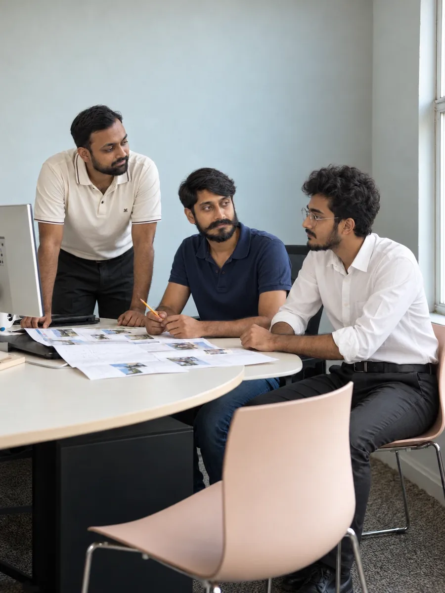 FDC team planning a property campaign around the table